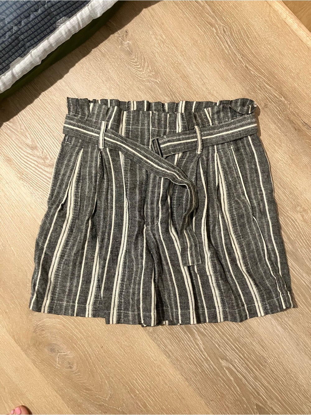 Banana Republic High-Waist Striped Linen Blend Shorts